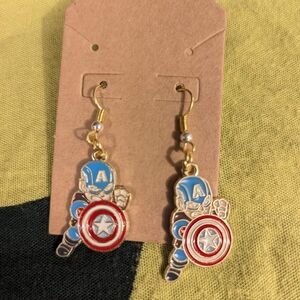 Captain America Kids Earrings - Blue and Red